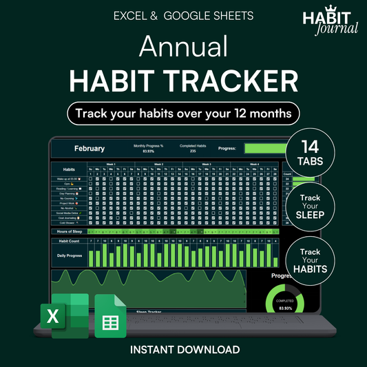 Habit Journal for Excel & Google Sheets